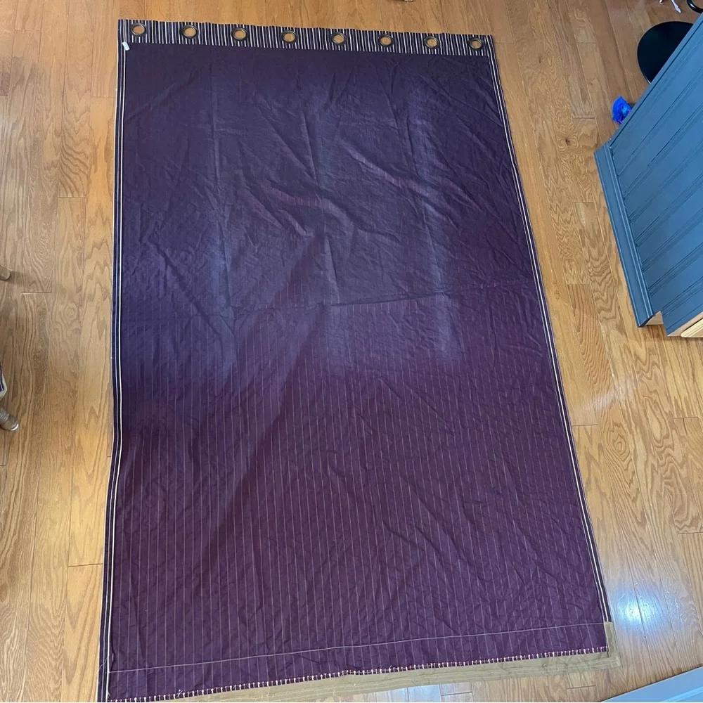Maroon Burgandy Gold Striped Curtain Panel with Grommets 3‎ panels
